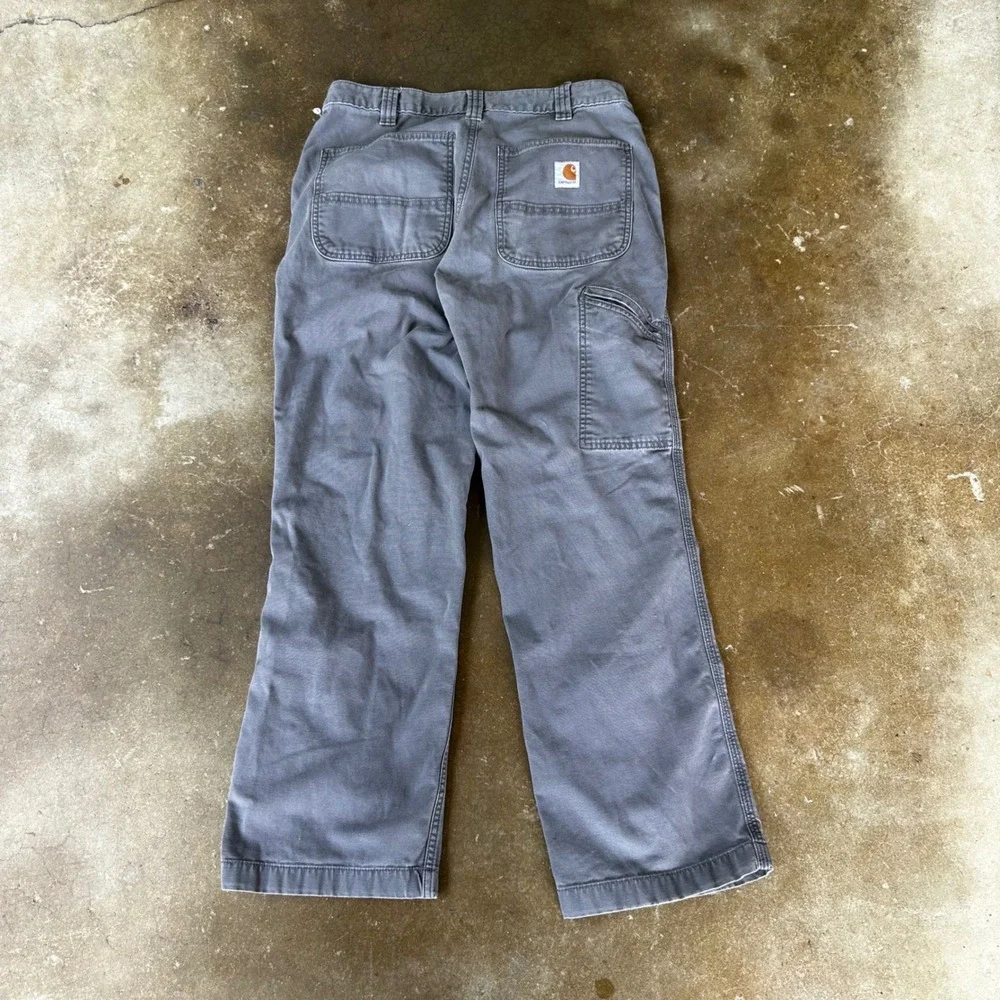 Carhartt Carpenter Pants Mens 32x30 Gray Relaxed Fit Canvas Workwear 102291